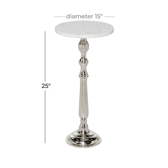 25" Silver Traditional Terrazzo Accent Table